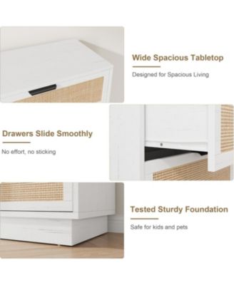 5 Drawer Rattan Dresser for Bedroom, Integrated Cabinet Body & Legs Design Entryways and Closet, Easy Assembly