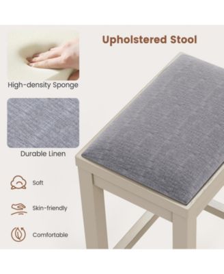 4 PCS Upholstered Wooden Bar Stools Bar Height Chairs Dining