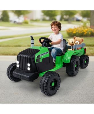 Electric 24V Ride On Tractor for Kids with Trailer and Remote