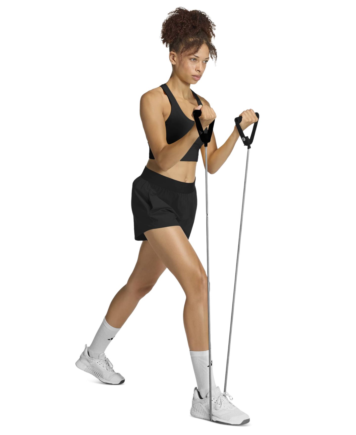Женские шорты adidas Mid-Rise Workout Flex Woven, цвет: Чёрный — фото 2