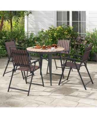 4 pcs Patio Folding Chairs Portable Outdoor Dining Chairs w/ PP Seat & Back