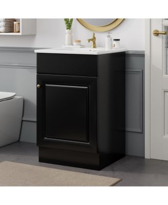 Bathroom Vanity with Sink, Painted MDF Cabinet, Soft Close Door, Adjustable Shelf & Organizer for Small Spaces