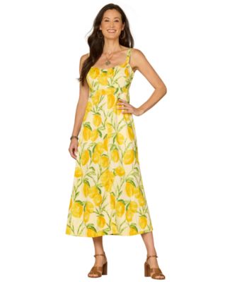 Petite Smocked Back V-Neck Printed Tank Dress