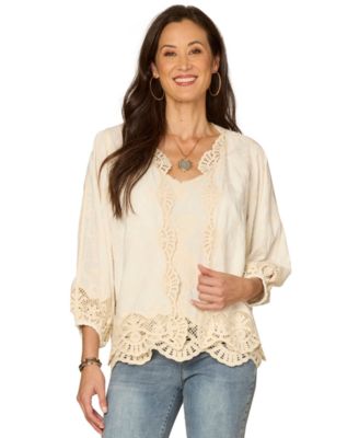 Petite Blouson Sleeve Open Front Cropped Jacket