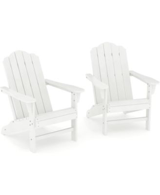 Set of 2 HDPE Wood Texture Adirondack Chair