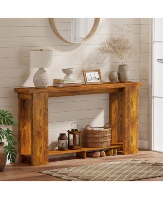 Farmhouse Console Table, 63" Narrow Entryway Table