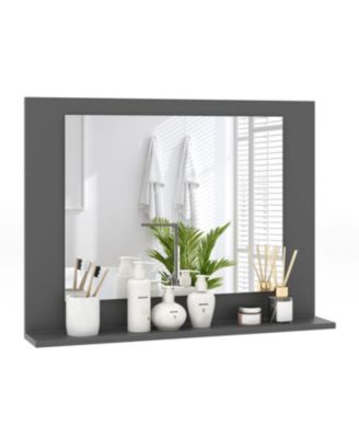 23.5x17.5 Inch Rectangle Bathroom Mirror with Wood Shelf