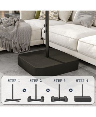 15 ft. Double Sided Umbrella Outdoor Patio Umbrella with 36 LED Solar Lights, Base and Sand Bag