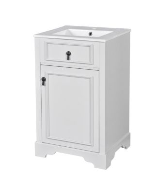 20" Bathroom Vanity with Ceramic Sink, Soft Close Door, Adjustable Shelf & Door Storage for Small Bathrooms