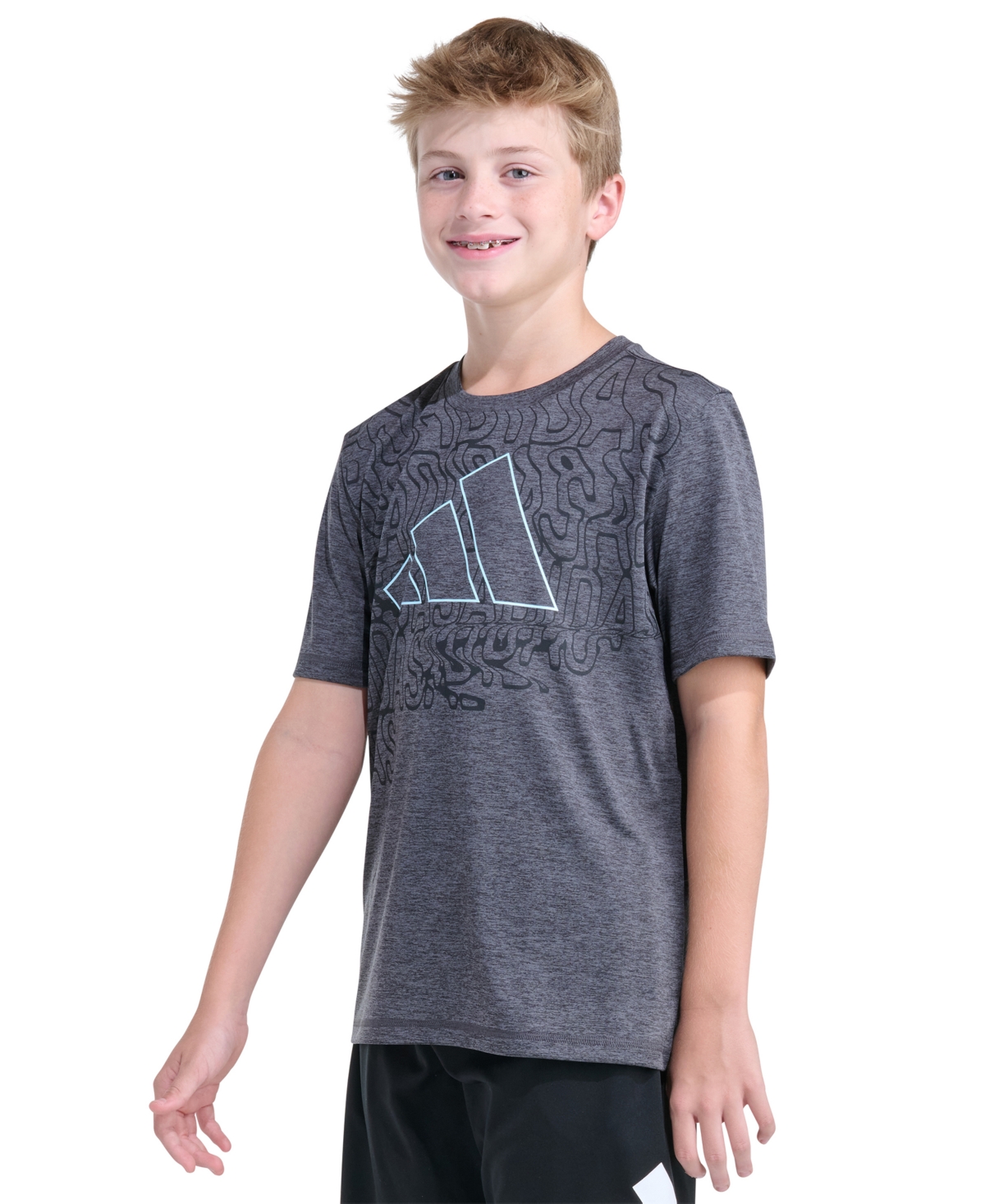 adidas Boys 8-20 Short-Sleeve Melange Lineage T-Shirt