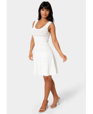 Women's Sleeveless Fit and Flare Pointelle Mini Dress