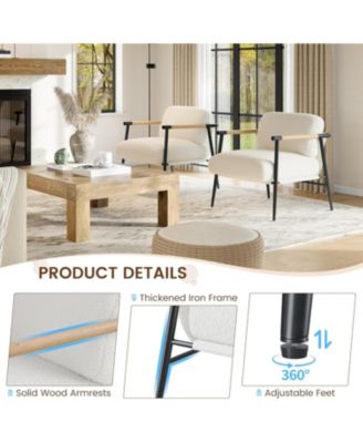 Modern Accent Chair with Metal Frame,Cozy Reading Chair Upholstered in Plush 420g Teddy Sherpa Fabric, Mid Century Style