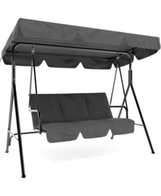 3 Seat Outdoor Patio Swing Chair with Adjustable Canopy - Heavy Duty Textilene Porch Swing with Armrests