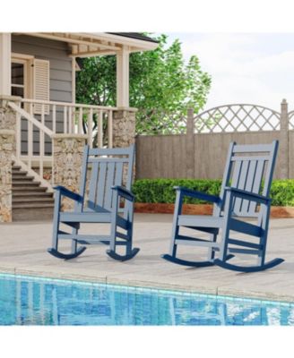 1 Piece Outdoor Rocking Chair, All-Weather Patio Rocking Chairs for Porch, Outdoor Patio Rockers with High Back & Wide Seat for Garden