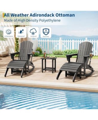 HDPE Adirondack Ottoman Foot Rest, Weather Resistant Outdoor Footstool for Adirondack Chair