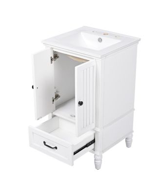 Bathroom Vanity with Sink, Cabinet with Doors and Drawer, Magnetic Door and Adjustable Feet for Small Bathrooms