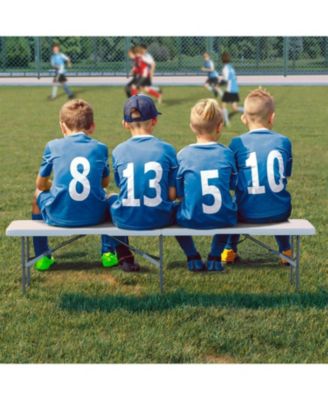 6 Foot Portable Folding Bench, Fold in Half Design, Foldable Plastic Bench with HDPE Seat   Carrying Handle