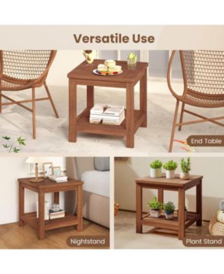 Patio 2-Tier Outdoor Side Table with Lower Storage Shelf