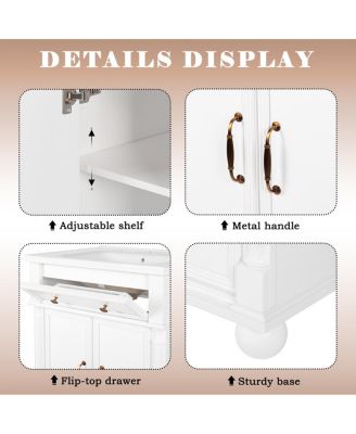 28" Bathroom Vanity with Sink, Medieval Modern Solid Wood Roman Base, Flip Drawer, Adjustable Storage, Easy Clean