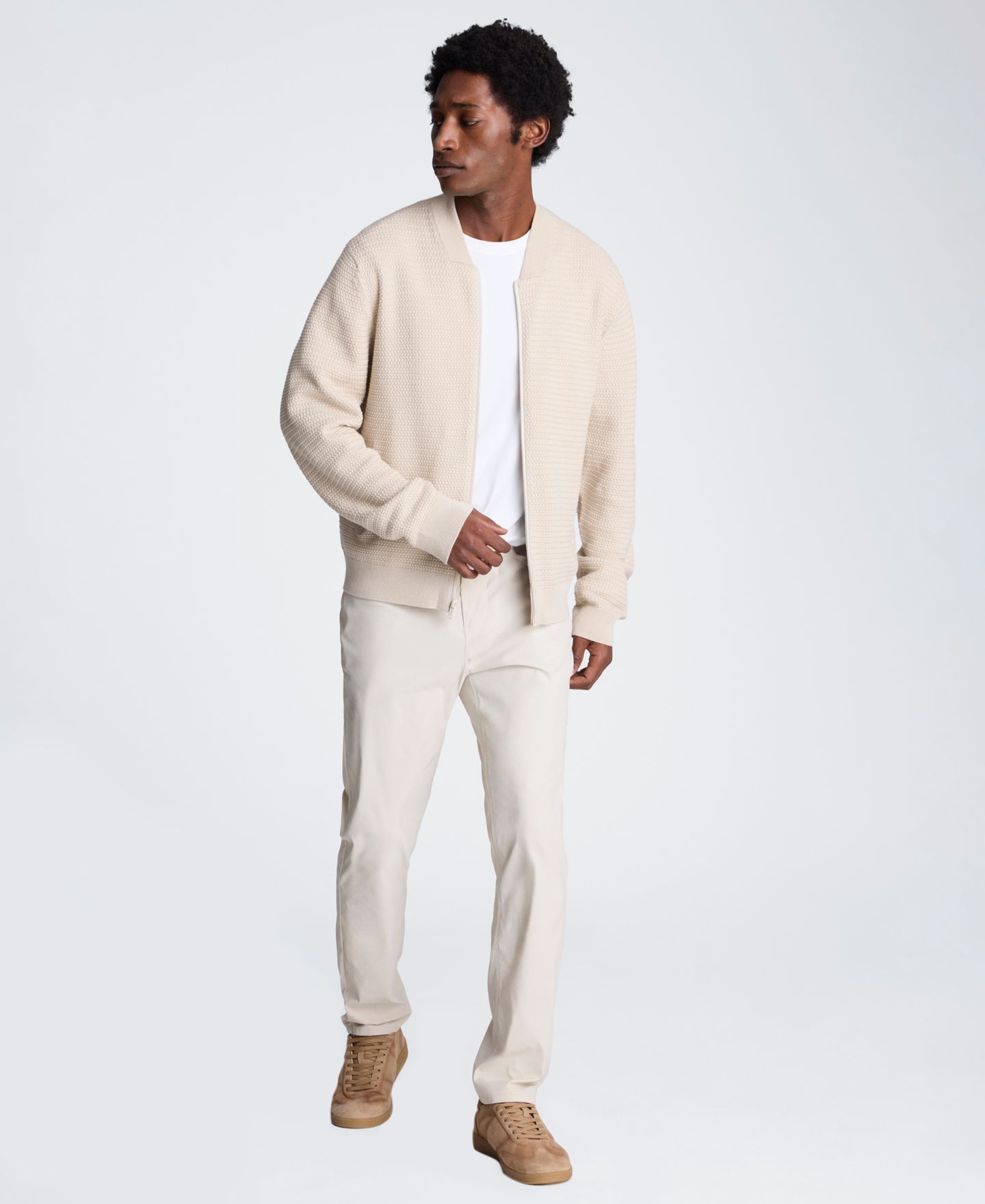 Мужской свитер Kenneth Cole Slim-Fit Bomber, цвет: Кремовый — фото 2