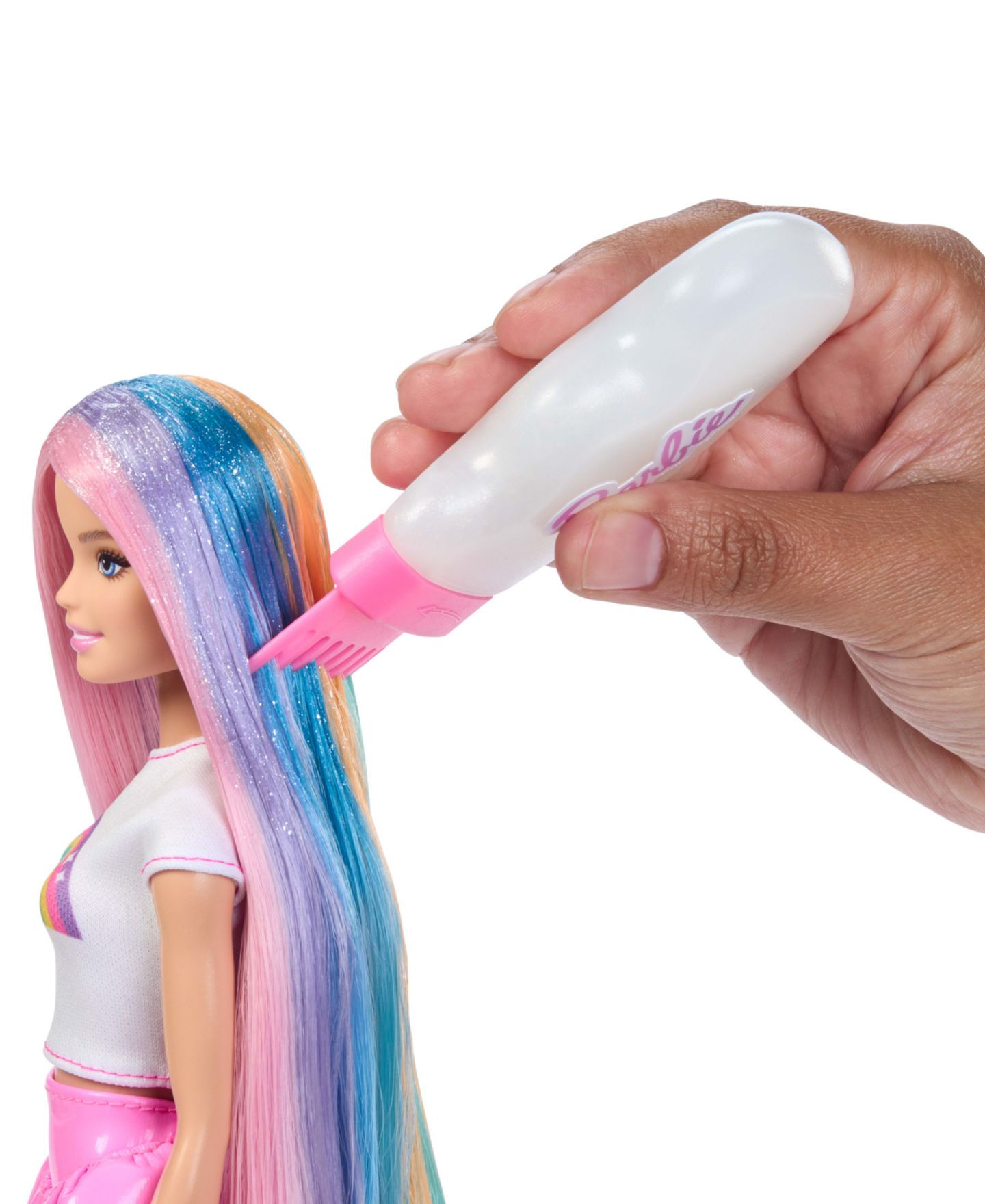 Детская кукла Barbie Rainbow Sparkle Hair 7.5" Hair Styling Fashion Doll, Ages 3+ — фото 6