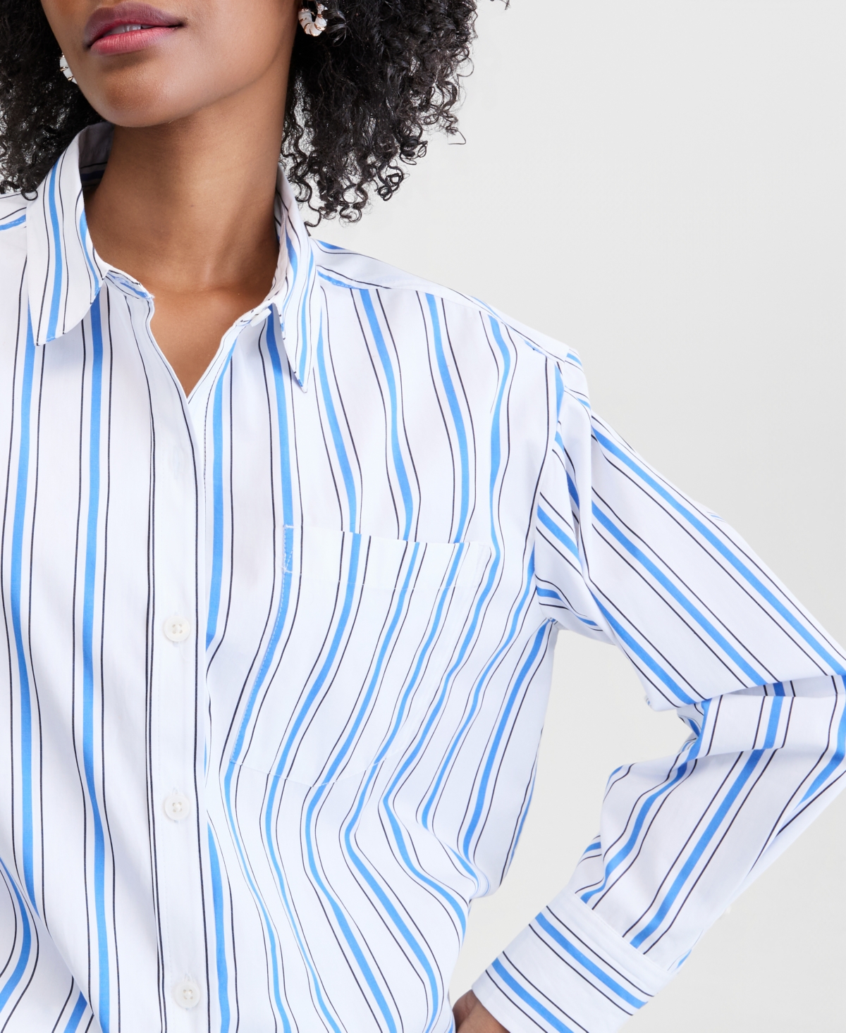 On 34th Women's Cotton Poplin Oversized Button Down Shirt , Macy's Exclusive
