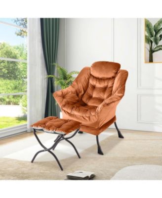 Lazy Chair with Ottoman, Modern Lounge Leisure Sofa Armchair with Footrest,Reading Armchair with Side Pocket for Living Room, Bedroom