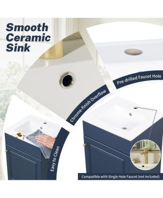 20'' Bathroom Vanity with Sink, Painted MDF Cabinet, Soft Close Door, Adjustable Shelf & Organizer for Small Spaces