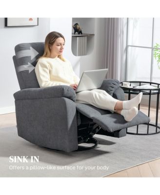Wide Swivel Rocker Recliner, Overstuffed Reclining Sofa