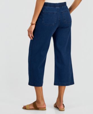 Women's Cropped High Rise Wide-Leg Jeans