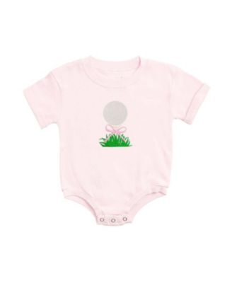 Baby Girls Golf Tee Bow Patch Short Sleeve Romper