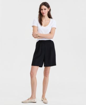 Women's High-Rise Crepe Bermuda Shorts