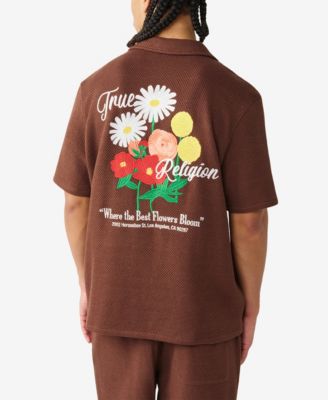 Men's Short-Sleeve Blooms Knit Camp Shirt