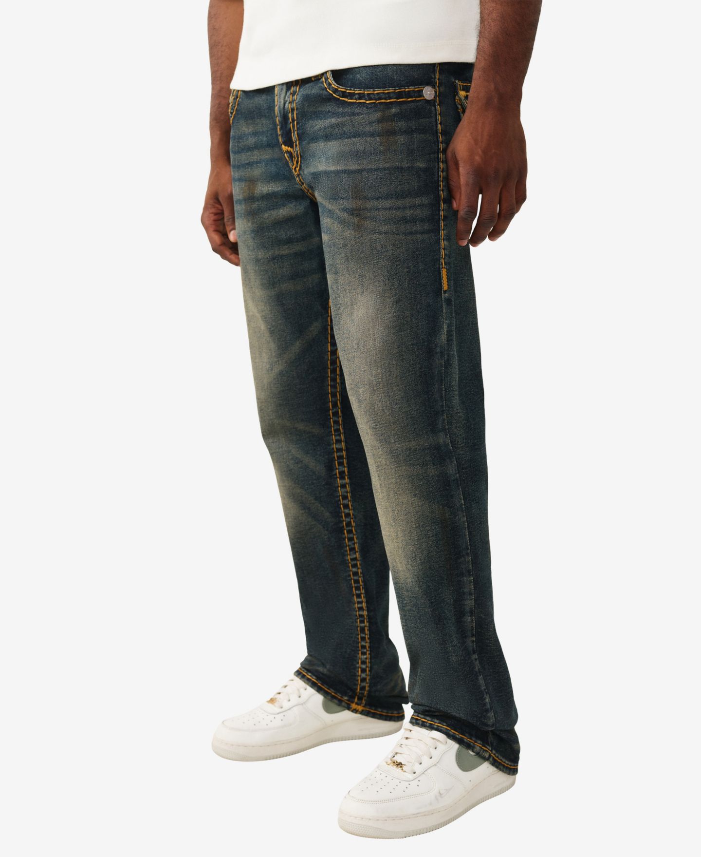 Мужские джинсы True Religion Ricky Super T-Straight Flap, цвет: Тёмная варка — фото 2