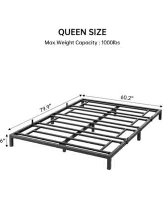 Heavy Duty Metal Bed Frame Platform – Queen Size, 6 Inch, Steel Slat Support, Noise-Free, Non-Slip, Underbed Storage, Easy Assembly