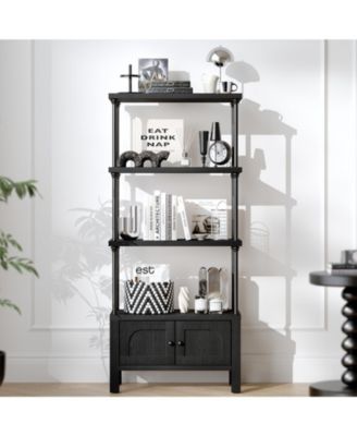 54-Inch Tall Bookshelf Bookcase Shelving Unit with Storage Cabinet Heavy for Living Room/Office