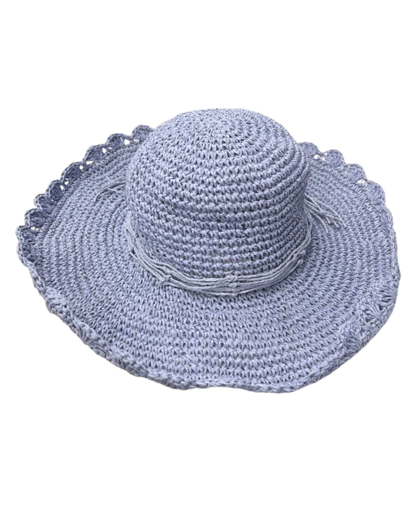 Женский головной убор Marcus Adler Scalloped Straw Sun Hat, цвет: Джинсовый — фото 1