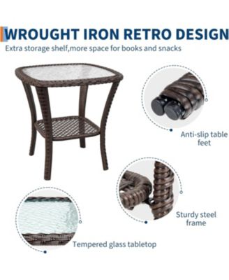 Swivel Wicker Glider Patio Chairs, 3 Piece Outdoor Wicker Rattan Swivel Rocking Chair Set, 360-Degree Swivel Rocking Chair