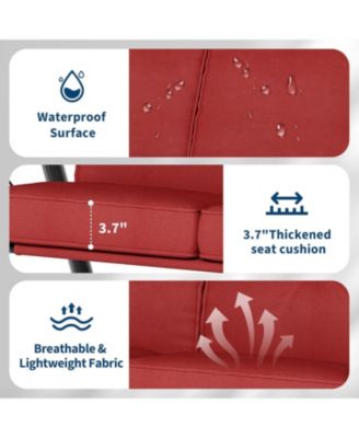 3 Seat Outdoor Porch Swing, 2-in-1 Patio Swing Chair with Thickened Removable Cushions, Adjustable Canopy   Cup Holders