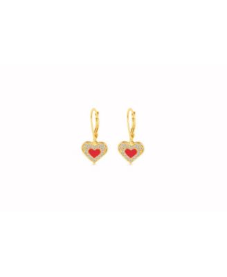Girls 18K Yellow Gold Plated Heart Hypoallergenic Earrings with Sterling Silver Leverbacks