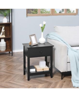 Nightsd Bedside Table End Table Organizer W/ Drawer Shelf