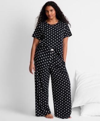 Women's Short-Sleeve Crewneck Cotton-Blend T-Shirt and Pants Set