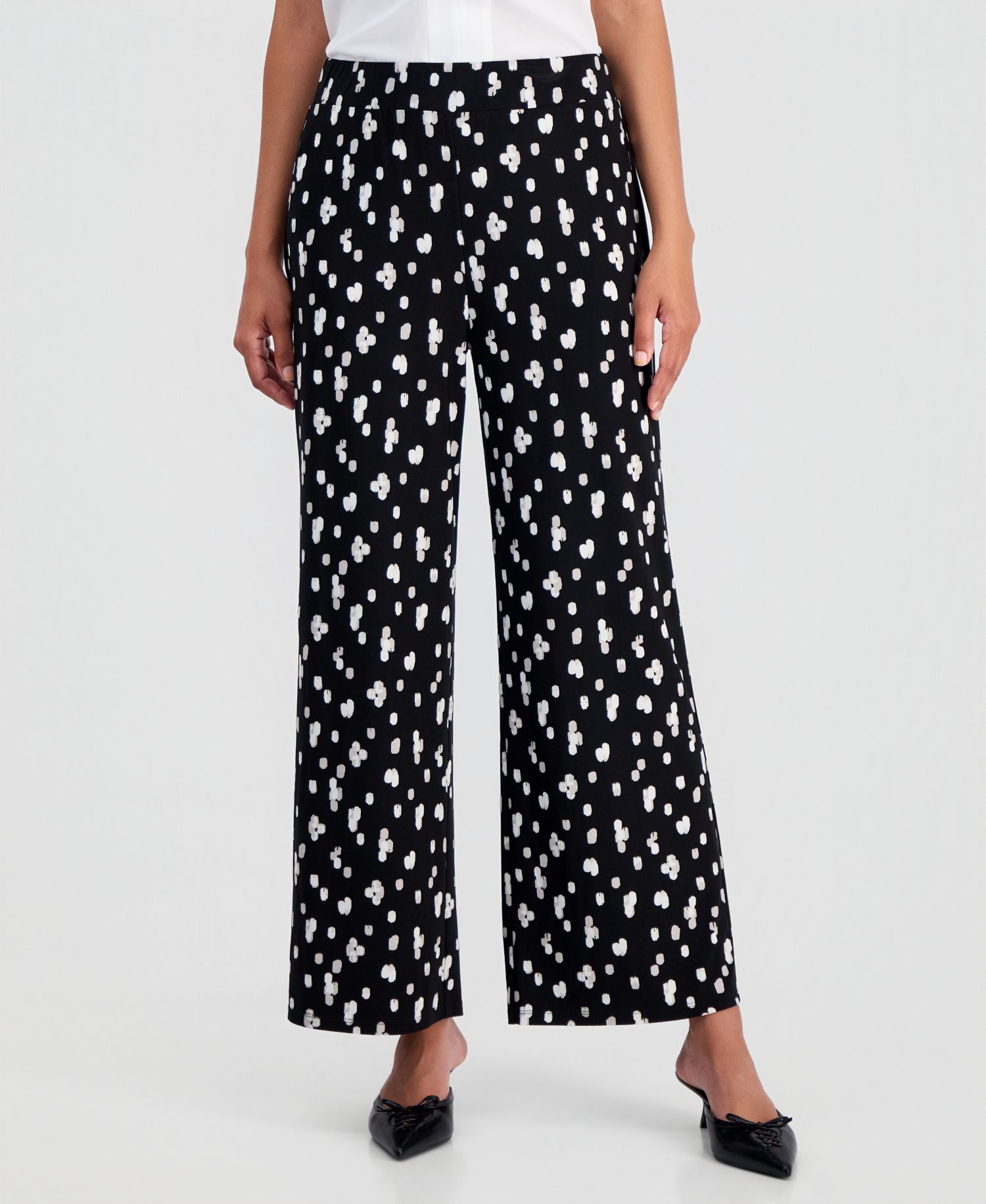 Women's Pull-On Printed Wide-Leg Soft Pants, Regular & Petite