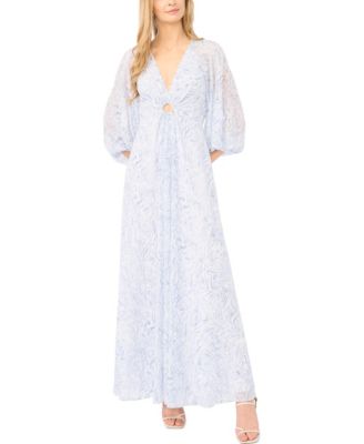 Women's Balloon-Sleeve Twist-Front Maxi Dress