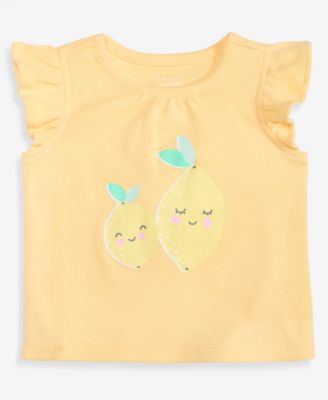 Baby Girls' 3M-24M Mix and Match Lemon-Print Flutter-Sleeve T-Shirt