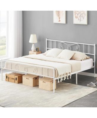 Bed Frame Platform with Headboard and Footboard Metal Bed Mattress Foundation with Storage No Box Spring Needed