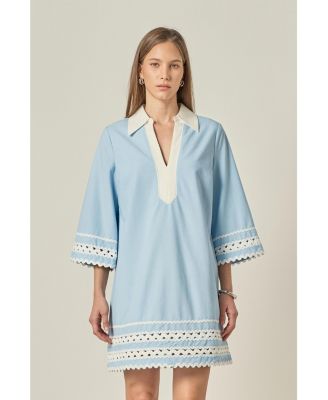 Women's Color Block Shirt Mini Dress