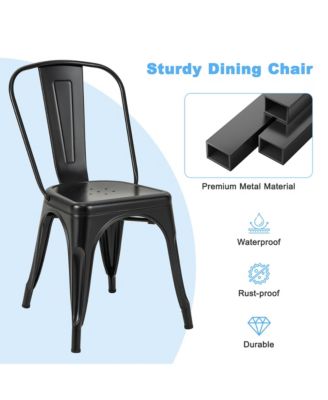 18'' Metal Dining Chair High Back Bar Stools Set of 4 w/ X-shaped Frame Breathable Holes