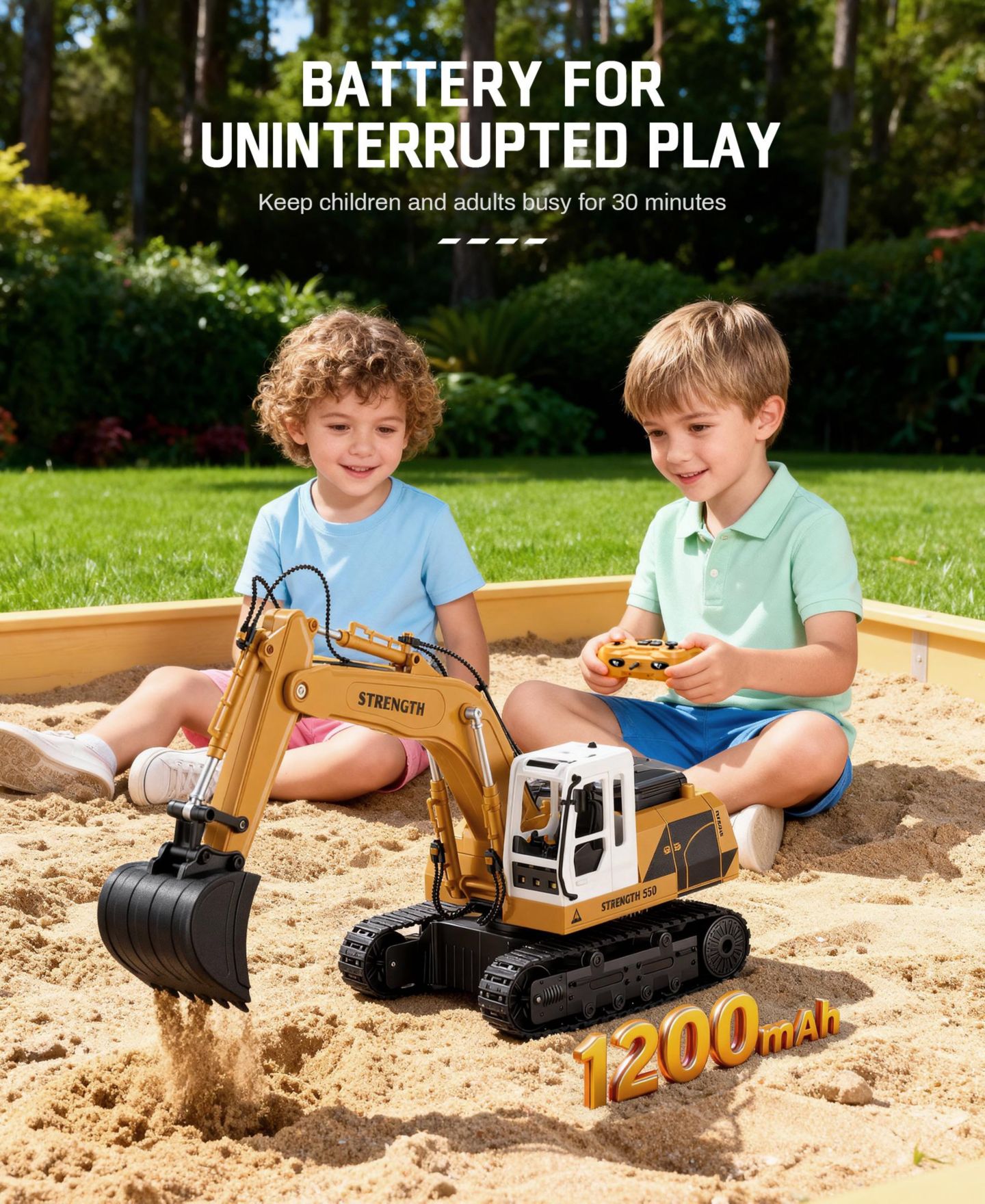 Детская игрушка SUGIFT 1:16 11-Channel Control Alloy Bucket RC Excavator with Lights and Sounds, цвет: Жёлтый — фото 6