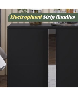 End Table - Elegant Nightstand, Wood Bedside Table with Drawers, Metal Foot and Mirrored Metal Handles for Bedroom, Living Room